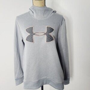 Under Armour Grey Pullover Hooded Logo Sweatshirt Woman's Large